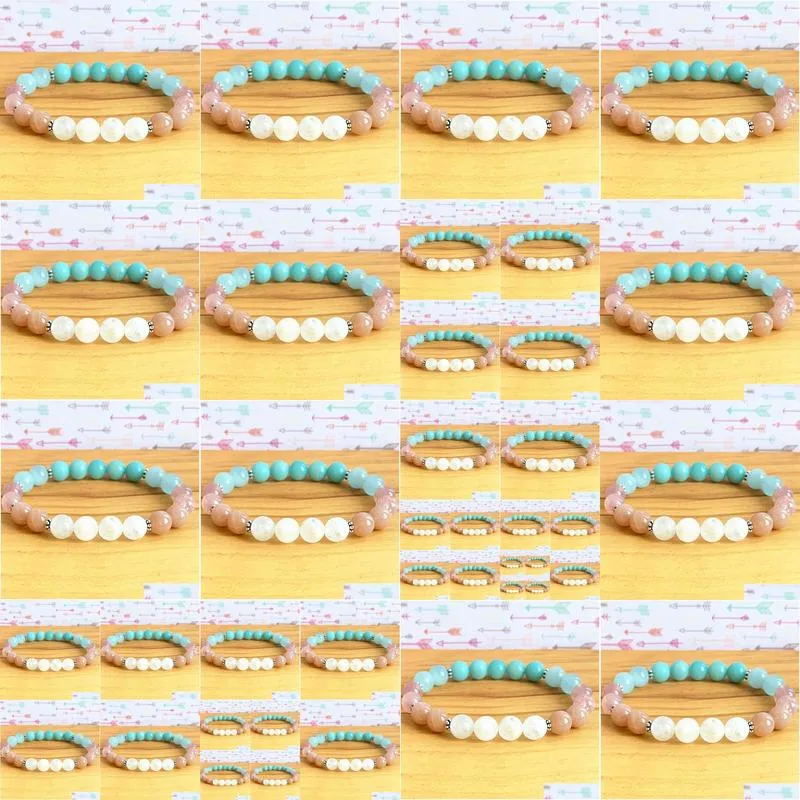 MG1221 New Design Moonstone and Sunstone Mala Bracelet Aquamarine Amazonite Beaded Bracelet Happiness & Joy Wrist Mala Bracelet