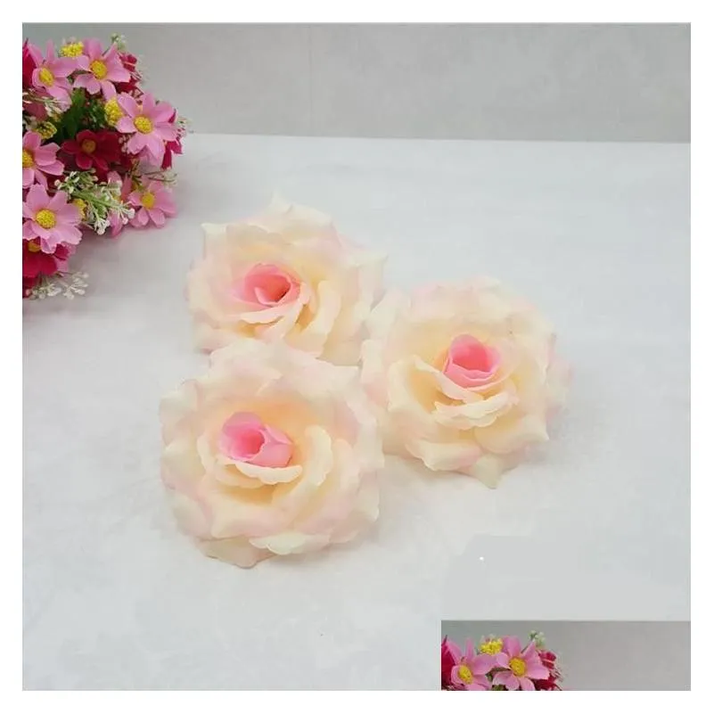 10pcs 10cm gold silk rose artificial flower head wedding party home christmas diy handmade crafts simulation fake flowers