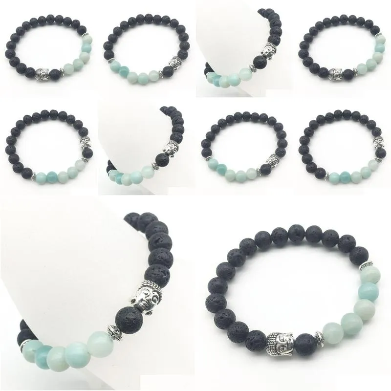 SN1286 Fashion Women`s Buddha Bracelet New Design Amazonite Lava Stone Jewelry Balance Chakra Bracelet Free Shipping
