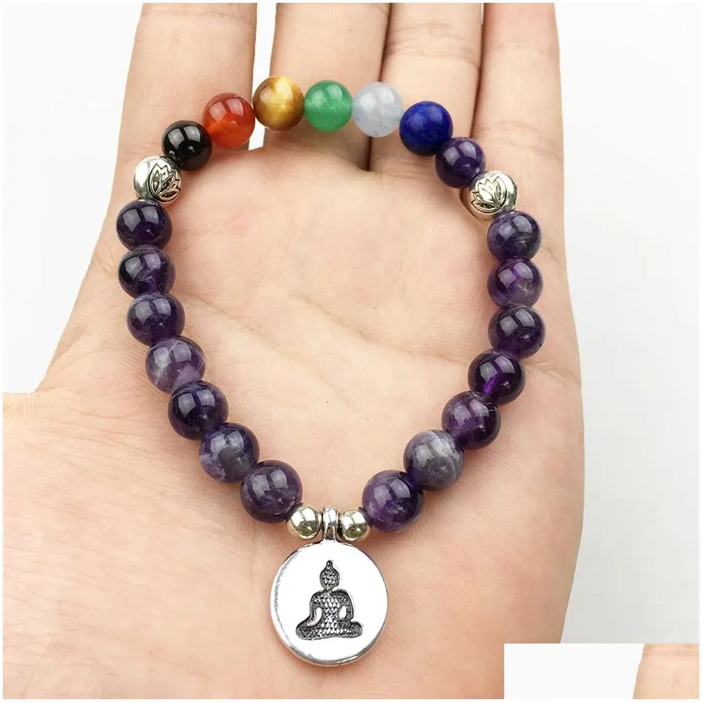 SN1181 2017 Designer Women`s 7 Chakra Bracelet Natural Stone Yogi Bracelets Meditation Buddha Bracelet Wholesale Free Shipping