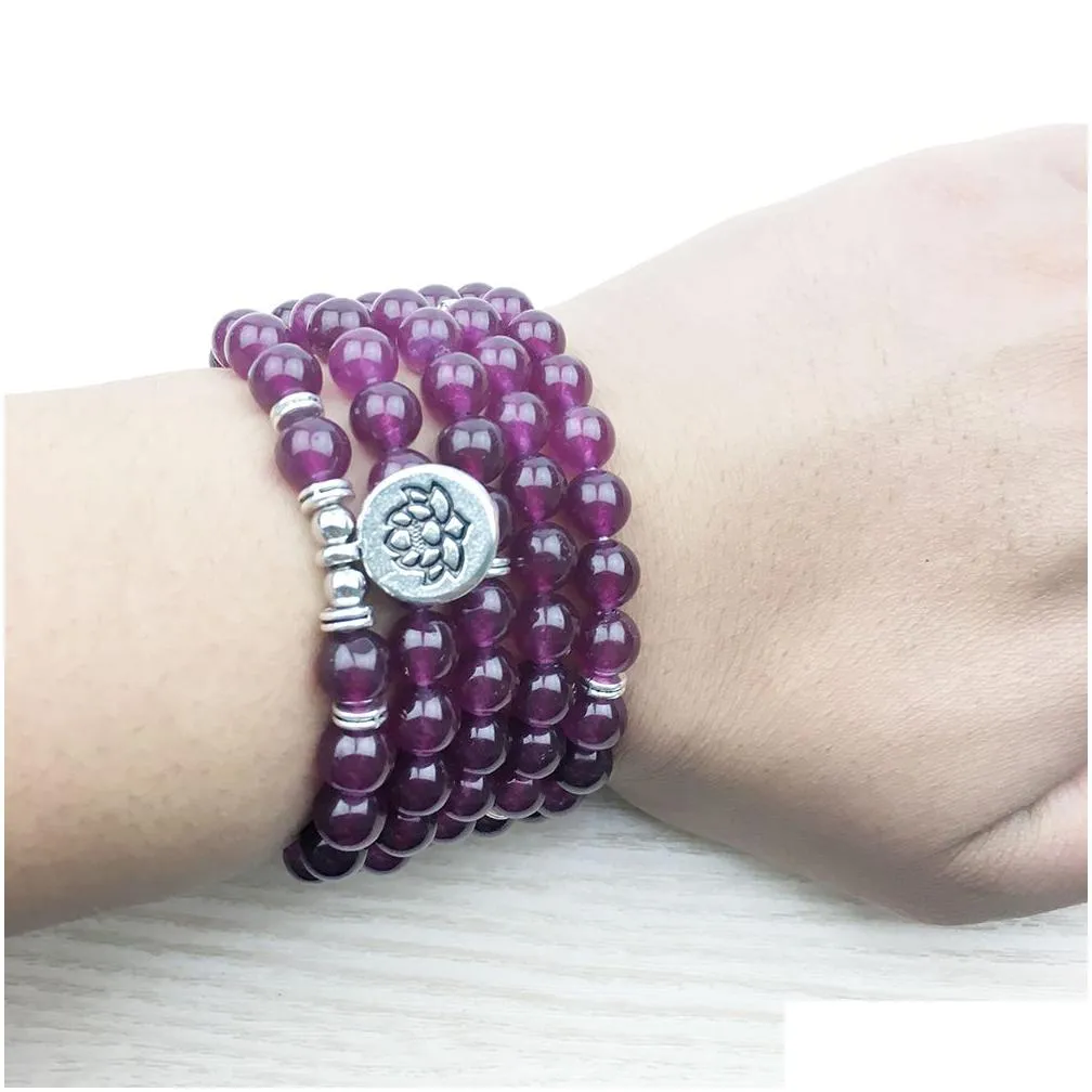 SN1231 2017 Fashion Claret Agate Bracelet High Quality Women`s Yogi Necklace 4 Wrap Meditation Jewelry Free Shipping