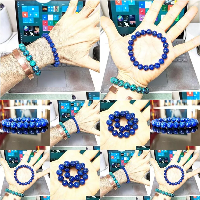 MG1148 New Design 10 MM Natural Lapis Lazuli Bead Bracelet for MEN GemStone Beaded Energy Bracelet