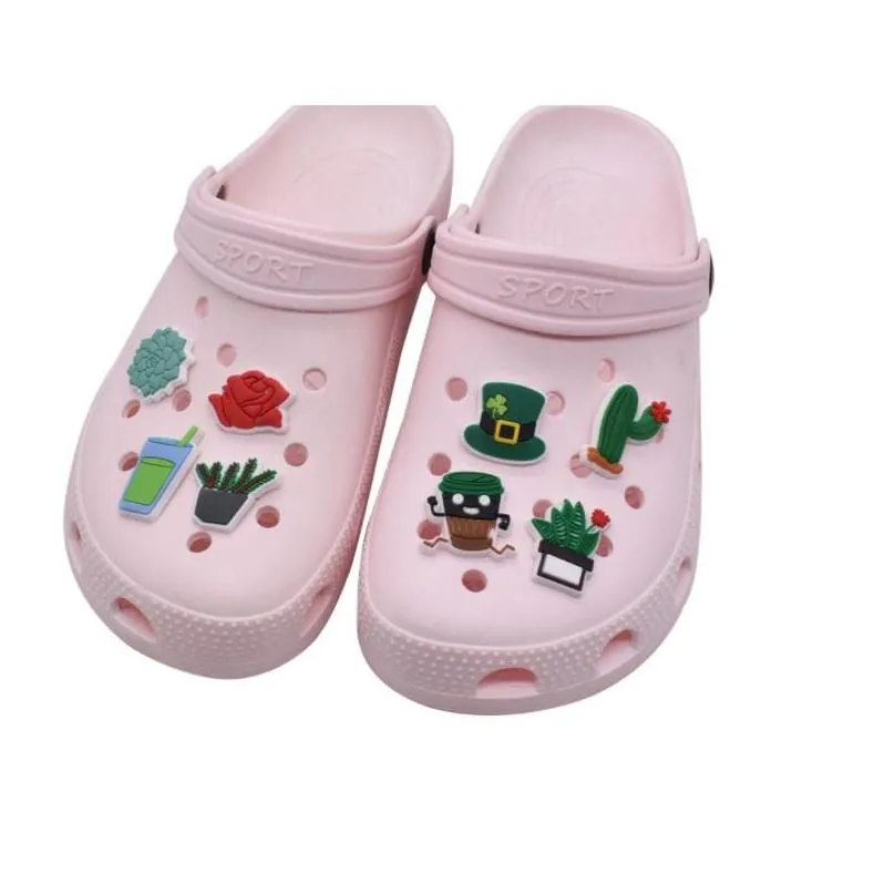 green pvc shoe charm decorations accessories jibz for croc kids gift garden shoes buckle boys girls cute botton