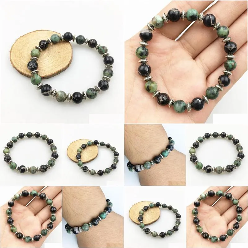 SN1218 New Arrival Design Men`s Bracelet High Quality African Tuquoise Black Regalite Bracelet Vintage Balance Bracelet