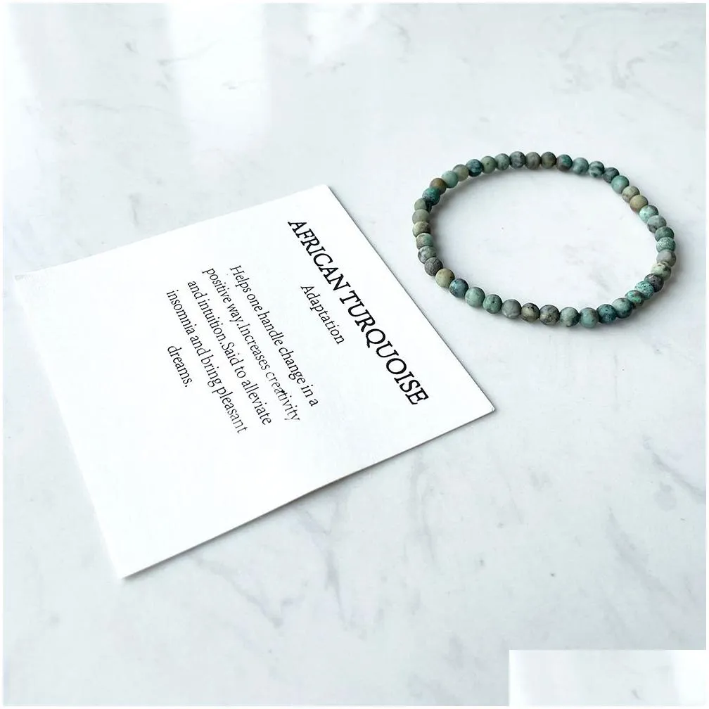 MG0154 New Design Matte African Turquoise Bracelet 4 mm Stone Beads Bracelet Mini Gemstone Energy Jewelry