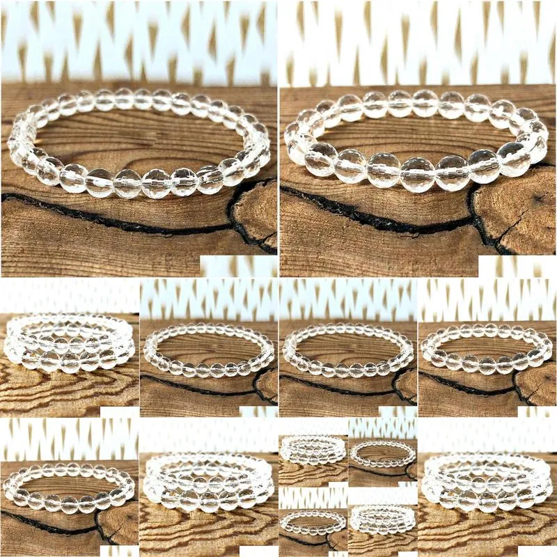 MG1005 Faceted Clear Quartz Wrist Mala Bracelet Set Master Healer Clarity of Thought Bracelet Women`s Natural Crystal Jewelry