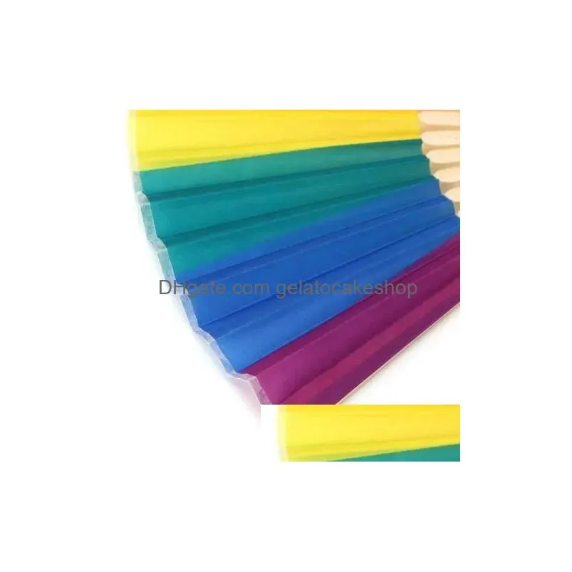  arrival chinese style colorful rainbow folding hand fan party favors wedding souvenirs giveaway for guest 831