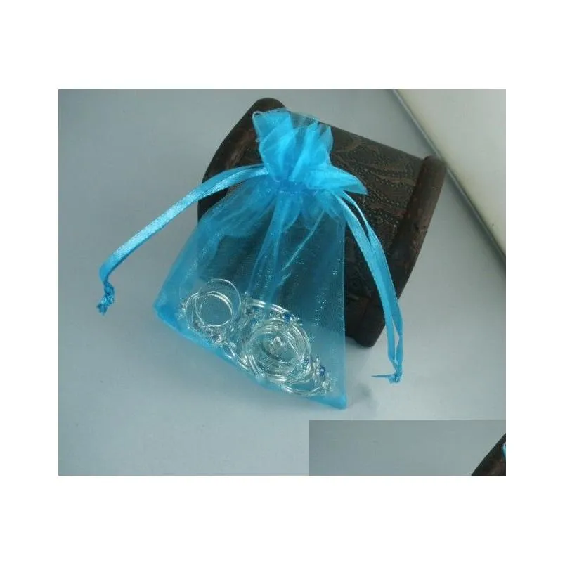 100pcs Sky Blue Organza Gift Bags Sold Per Pkg 7 x 8.5cm /9x12 cm /13x18cm 4 inches With Drawstring Wedding Party Christmas Favor Gift