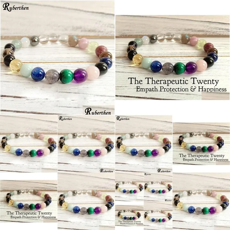 MG1277 Rainbow Heart Chakra Wrist Mala Women`s Stress Relief Spiritual Jewelry High Quality Handmade Gemstone Mix Yoga Bracelet