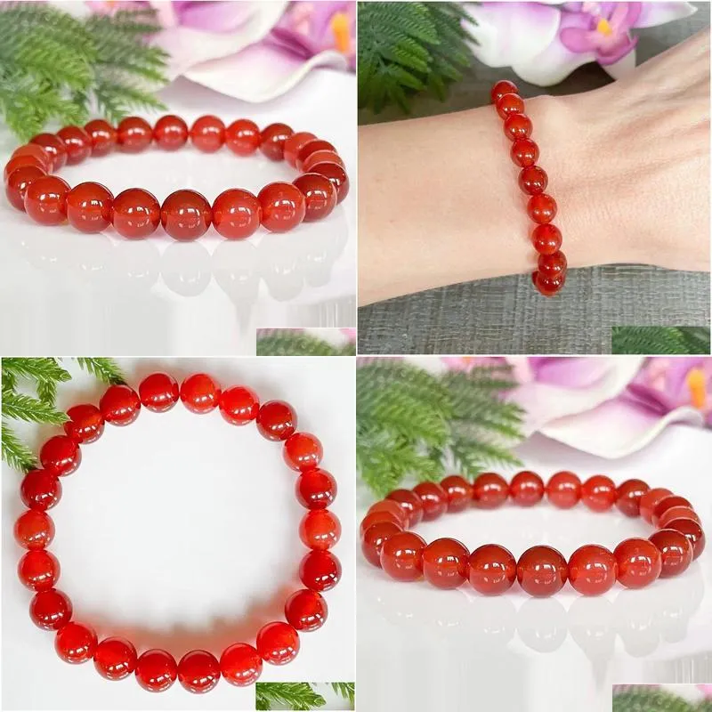 MG1900 8 MM AA Grade Tanzania Carnelian Bracelet Womens Natural Gemstone Beaded Chakra Wrist Jewelry