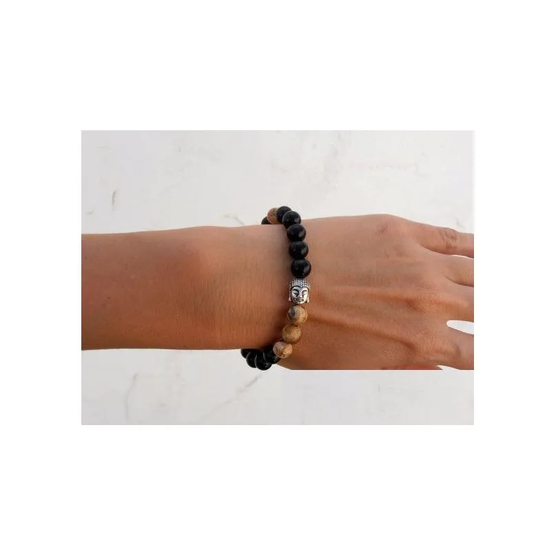 SN0560 Energy bracelet Men Buddha bracelet Onyx bracelet Picture jasper Meditation bracelet Natural Stone Bracelet Wholesale