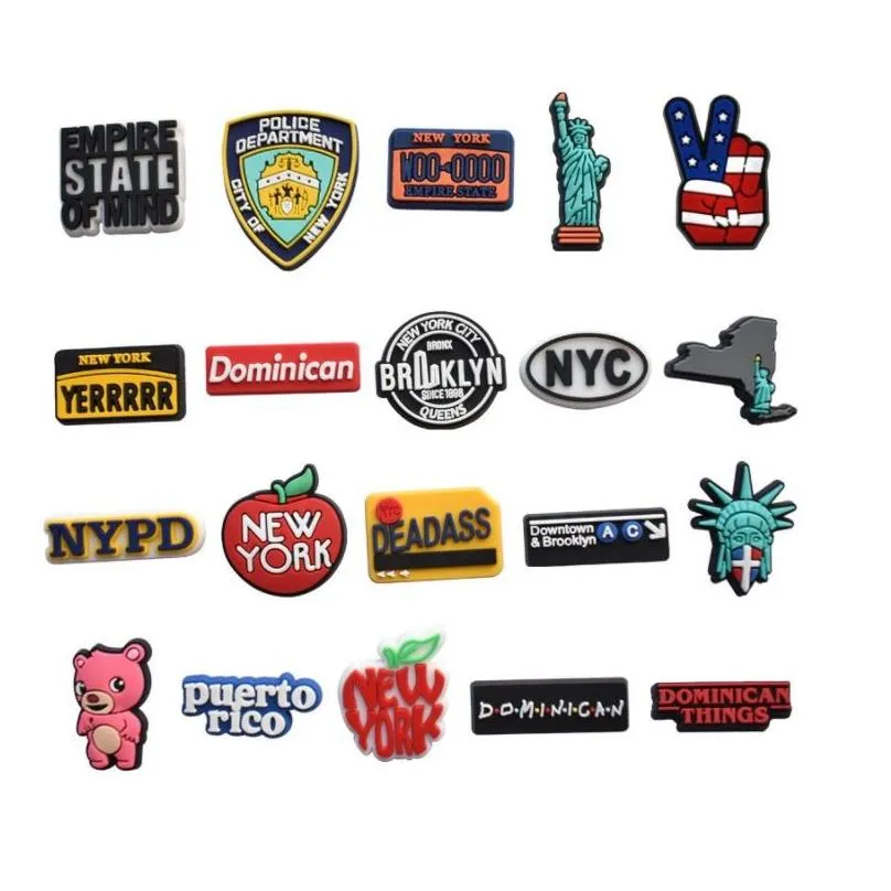 usa charms shoe pvc cartoon croc decoration buckle accessories clog pins charm buttons lovely statue of liberty