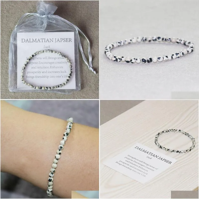 MG0006 Wholesale Natural Dalmatian Jasper Bracelet 4 mm Mini Gemstone Bracelet Women`s Natural Stone Yoga Energy Protection Jewelry