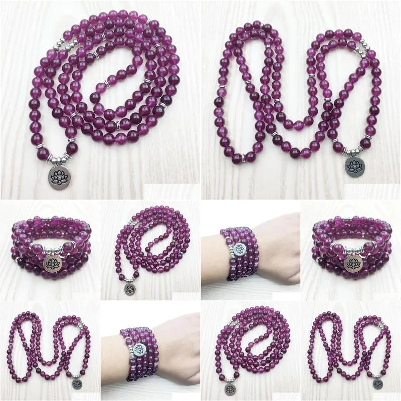 SN1231 2017 Fashion Claret Agate Bracelet High Quality Women`s Yogi Necklace 4 Wrap Meditation Jewelry Free Shipping