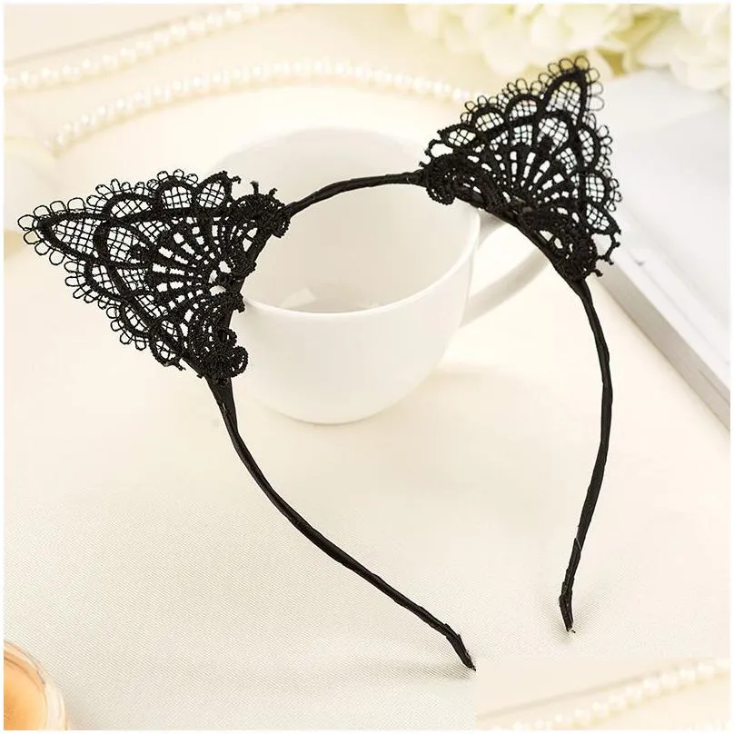 Christmas lace cat ears headband baby girls women hair sticks party performance European and American hair accessories