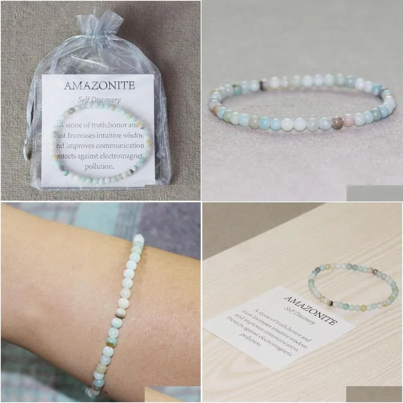 MG0024 Wholesale 4 mm Mini Gemstone Bracelet Natural Amazonite Bracelet Women`s Yoga Mala Beads Jewelry