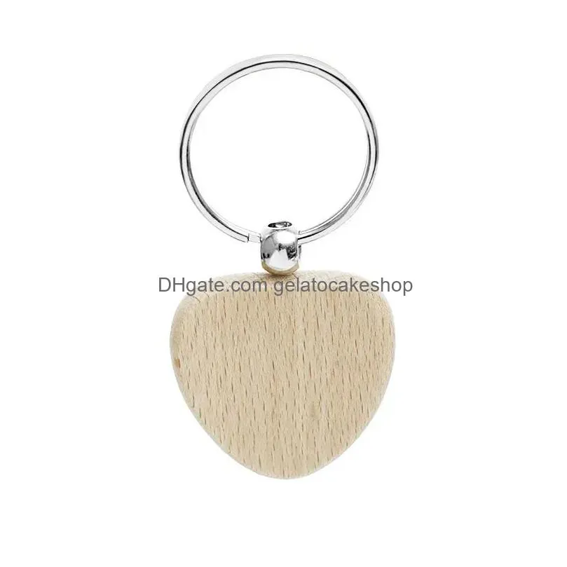 promotional handicrafts party favor souvenir plain diy blank beech wood pendant key chain keychain with key ring sep01