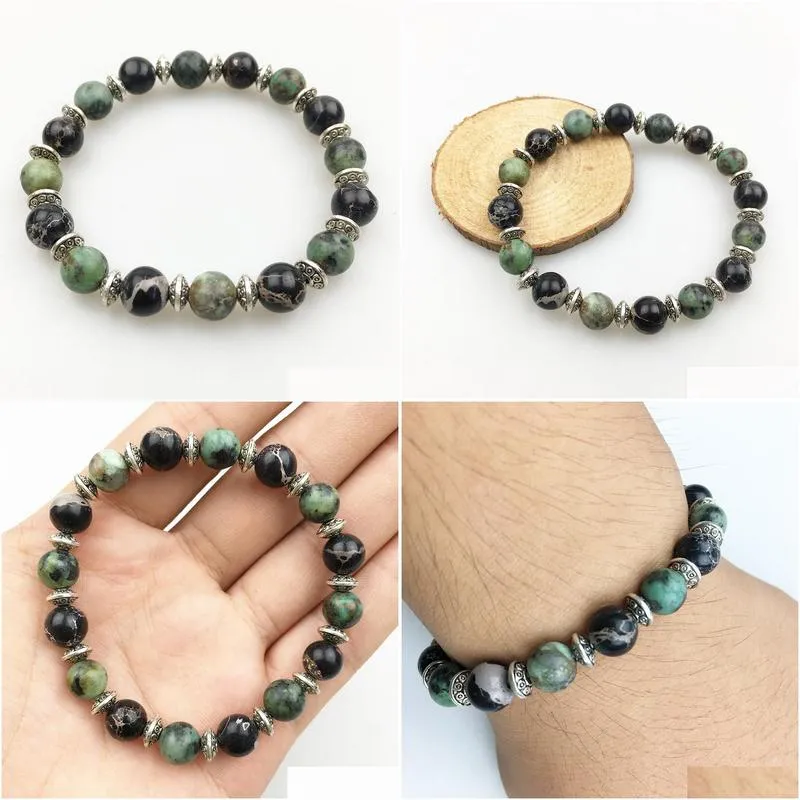 SN1218 New Arrival Design Men`s Bracelet High Quality African Tuquoise Black Regalite Bracelet Vintage Balance Bracelet