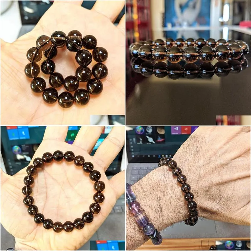 MG1138 TOP Grade Champagne Brown Smoky Quartz Bead Bracelet for Men High Quality Energy Crystal Bracelet