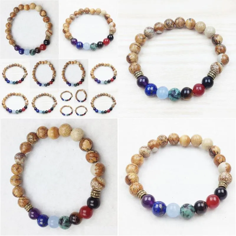 SN0626 Trendy Hot Sale Fashion Bracelet Picture Jasper Stone Bracelet Top Design Chakra Bracelet High Quality Jewelry Wholesale