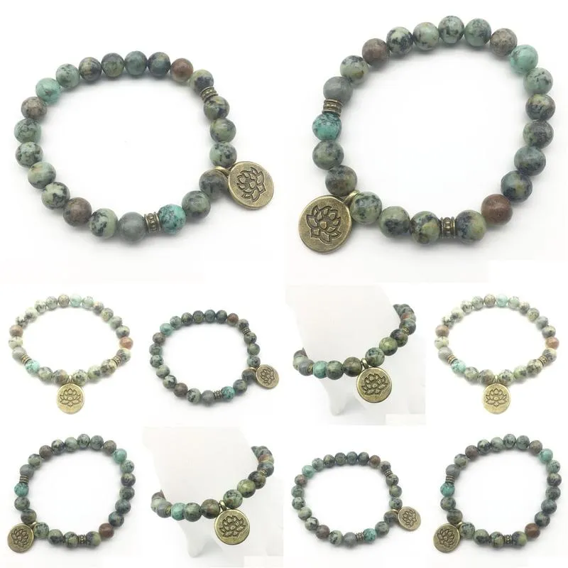 SN1227 New Design Men`s Bracelet Trendy Natural Stone Yoga Bracelet African Turquoise Bracelet Free Shipping