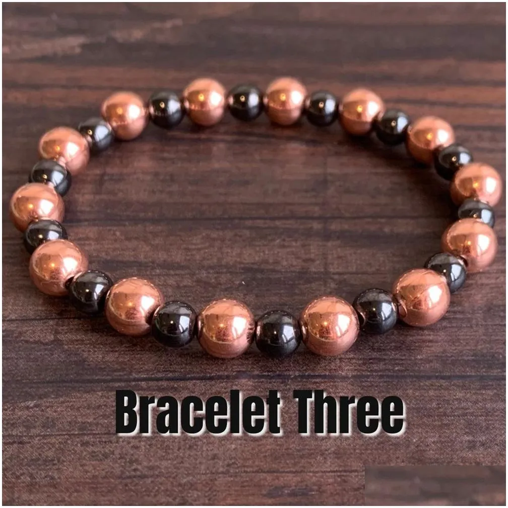 MG1415 Strand Genuine Copper & Magnetic Hematite Wrist Mala Bracelet High Quality Women`s Malas Spiritual Energy Bracelet