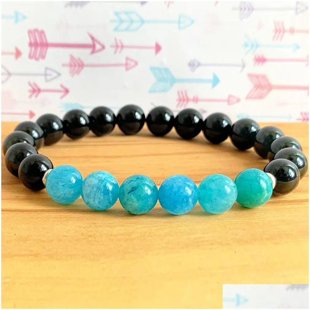 MG1216 Genuine Black Tourmaline Hemimorphite Wrist Mala Bracelet Grounding the Root Chakra Bracelet Energy Power Bracelet