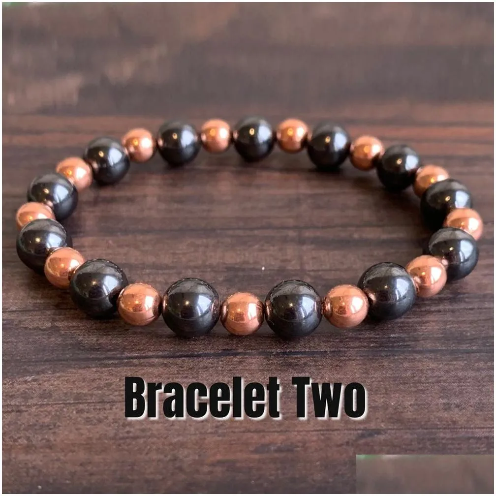 MG1415 Strand Genuine Copper & Magnetic Hematite Wrist Mala Bracelet High Quality Women`s Malas Spiritual Energy Bracelet