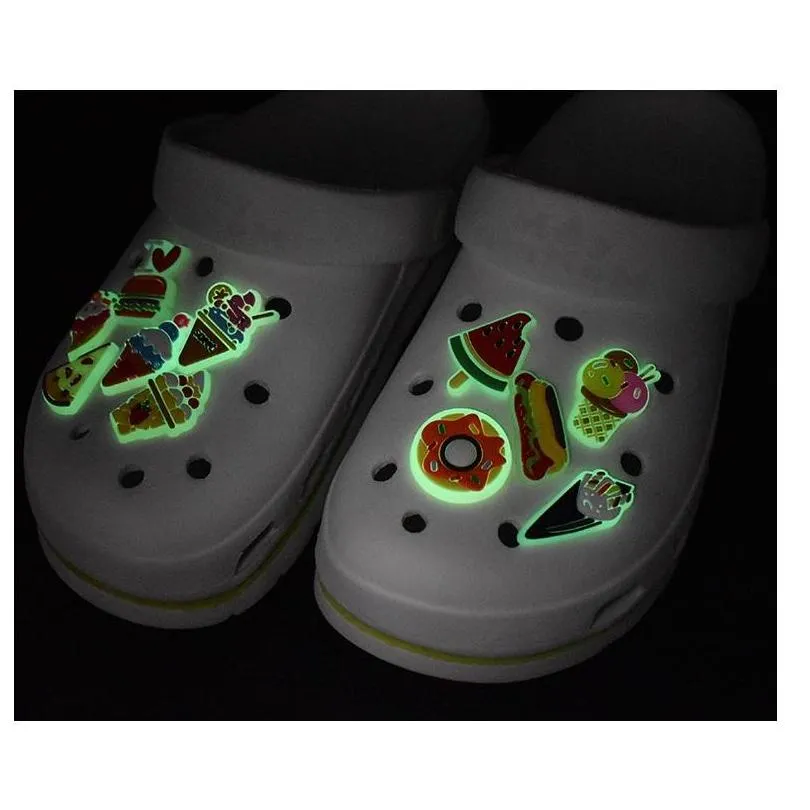  light night vision cute cartoon pvc shoe charms shoe buckles action figure fit bracelets croc jibz shoe accessories decoration