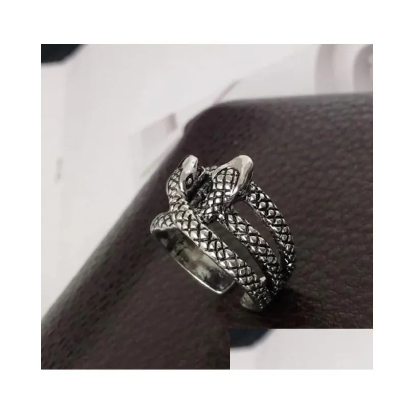 20 Styles Retro Gothic Snake Animal Band Rings Vintage Men Women Fashion Stainless Steel Punk Open Adjustable Ring Jewelry