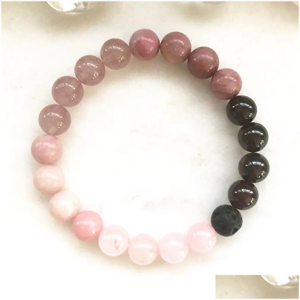 MG0834 Luxurious Gemstone Bracelet For Women Rhodonite Yoga Wrist Mala Bracelet Spiritual Healing Mother`s Day Gifts