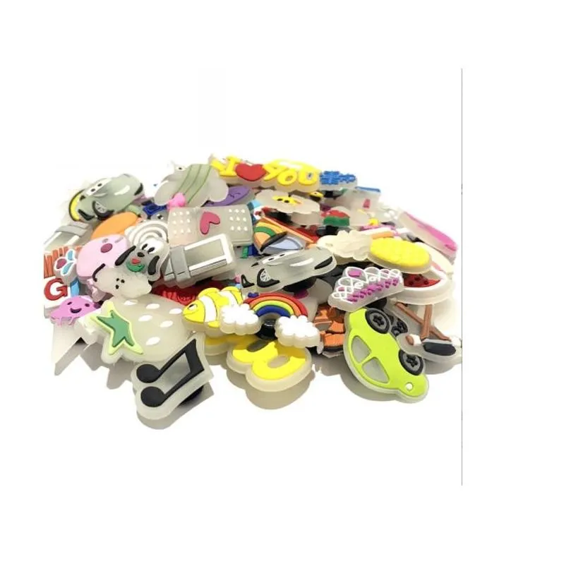 panda dog cat sea animal music shape mixed cartoon pvc shoe charms shoe buckle glow luminous buckles fit bracelets croc jibz lighting shoes