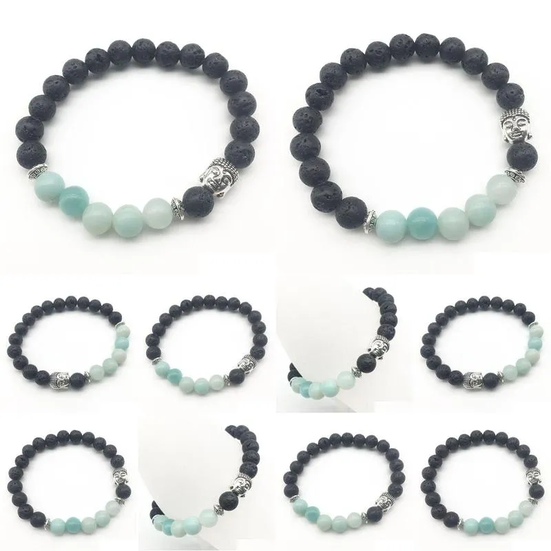 SN1286 Fashion Women`s Buddha Bracelet New Design Amazonite Lava Stone Jewelry Balance Chakra Bracelet Free Shipping