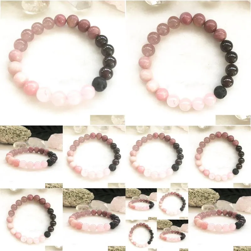 MG0834 Luxurious Gemstone Bracelet For Women Rhodonite Yoga Wrist Mala Bracelet Spiritual Healing Mother`s Day Gifts