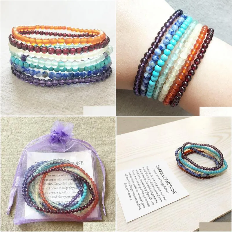 MG0096 Wholesale 7 Chakra Yoga Mala Beads Bracelet New Design Women`s Natural Stone Energy Jewelry 4 mm Mini Gemstone Bracelet