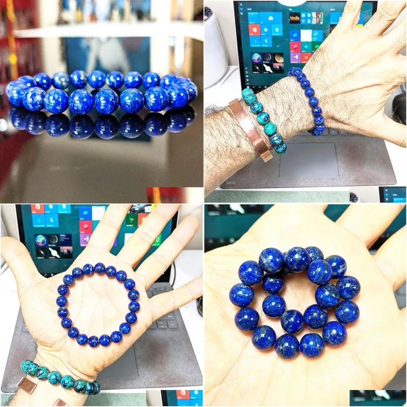 MG1148 New Design 10 MM Natural Lapis Lazuli Bead Bracelet for MEN GemStone Beaded Energy Bracelet