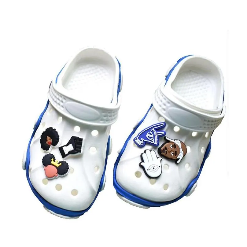 black cute cartoon pvc shoe charms shoes buckles action figure fit bracelets croc jibz shoes accessories wristband boys gift