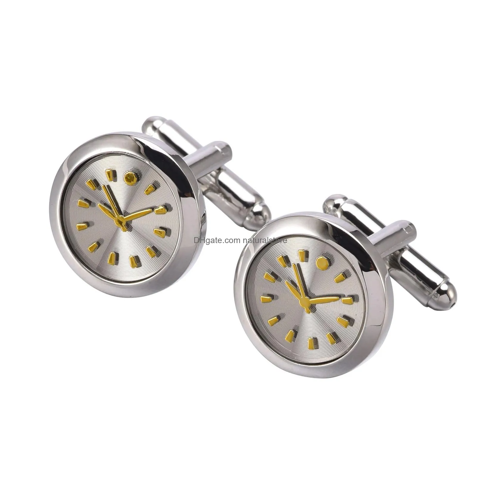 wholesale mens silver cufflinks clock cufflinks mens accessory glass picture cufflinks gold cuff links