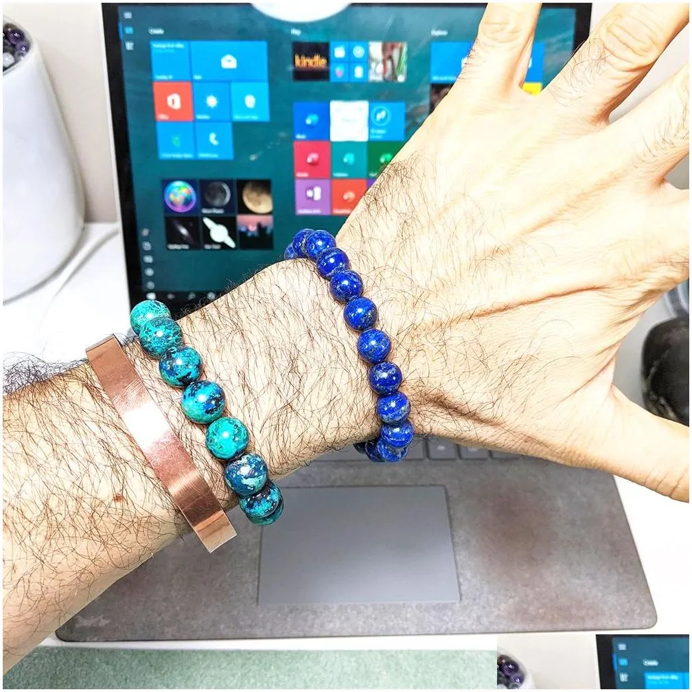 MG1148 New Design 10 MM Natural Lapis Lazuli Bead Bracelet for MEN GemStone Beaded Energy Bracelet