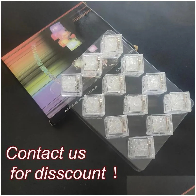 LED Ice Cubes Party Decoration Night Lights Slow Fast Flashing 7 Color Changing Lamp Crystal Cube Valentine`s Day Wedding Holiday Xmas Gift Romantic Liquid