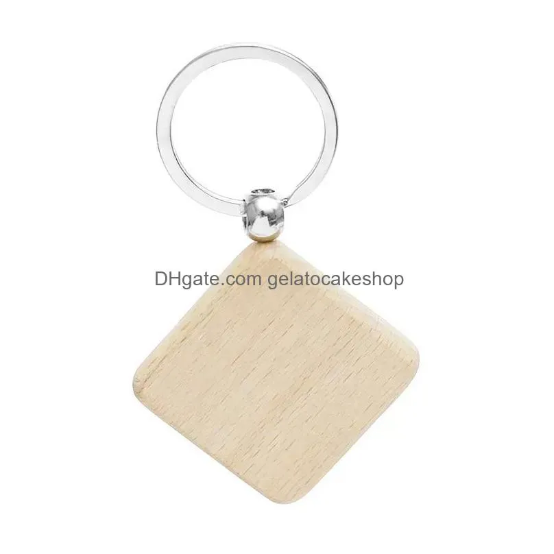 promotional handicrafts party favor souvenir plain diy blank beech wood pendant key chain keychain with key ring sep01
