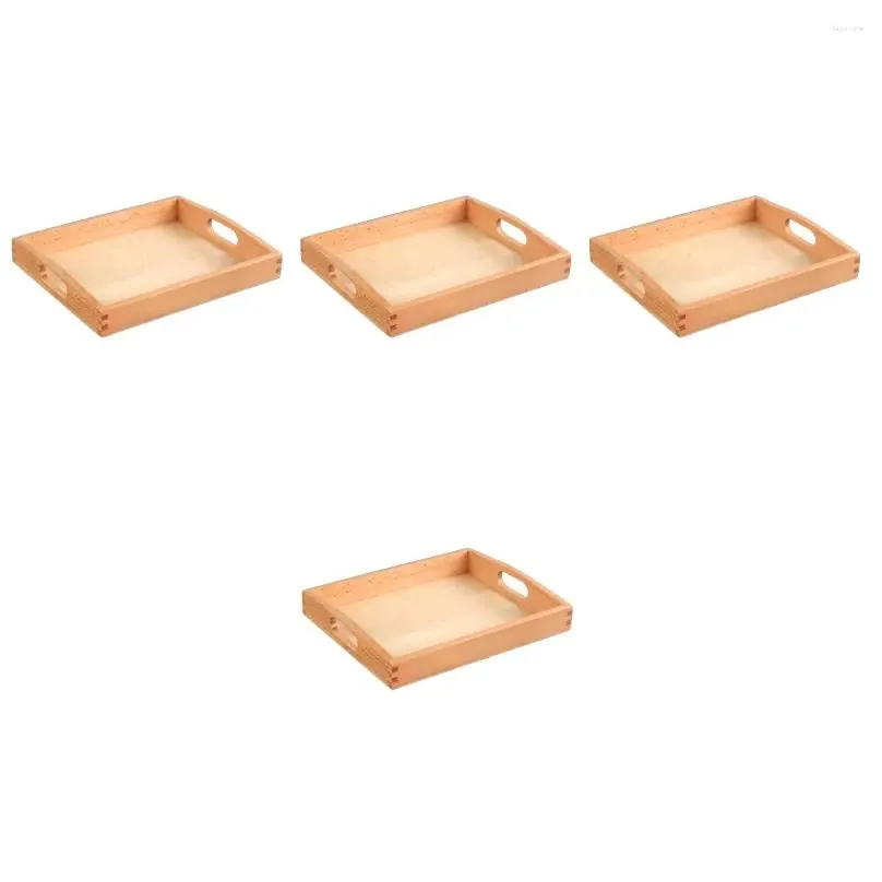 Dinnerware Sets Tray Wooden Organizer Storage Handle Crafts Container Kids Activity Crafting Toys