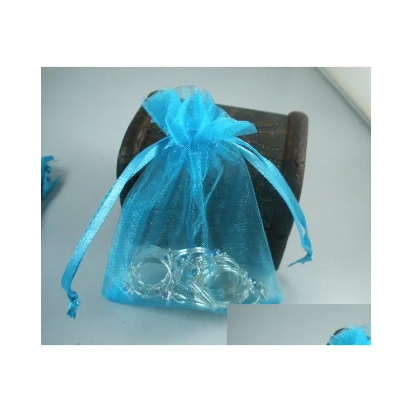 100pcs Sky Blue Organza Gift Bags Sold Per Pkg 7 x 8.5cm /9x12 cm /13x18cm 4 inches With Drawstring Wedding Party Christmas Favor Gift