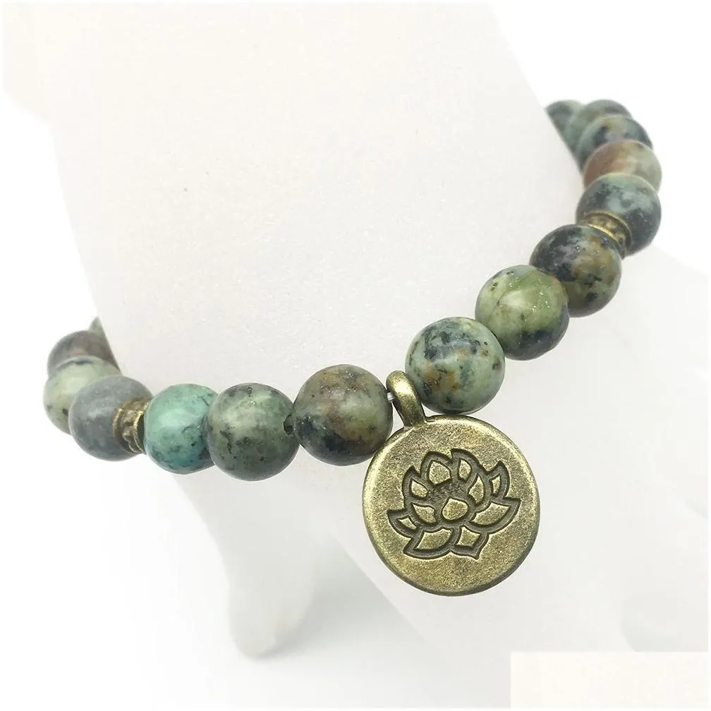 SN1227 New Design Men`s Bracelet Trendy Natural Stone Yoga Bracelet African Turquoise Bracelet Free Shipping