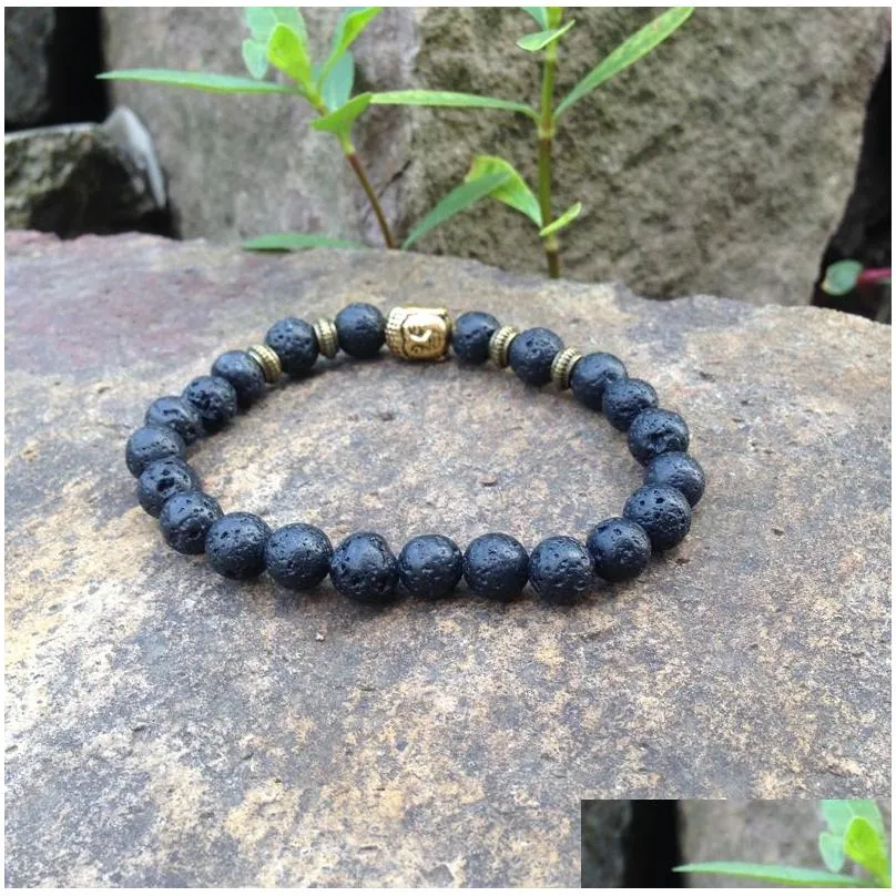 SN0375 Wholesale Cheap Bracelet fashion diy buddha bracelet newest buddhist lava stone men bracelet stretch jewelry stock selling