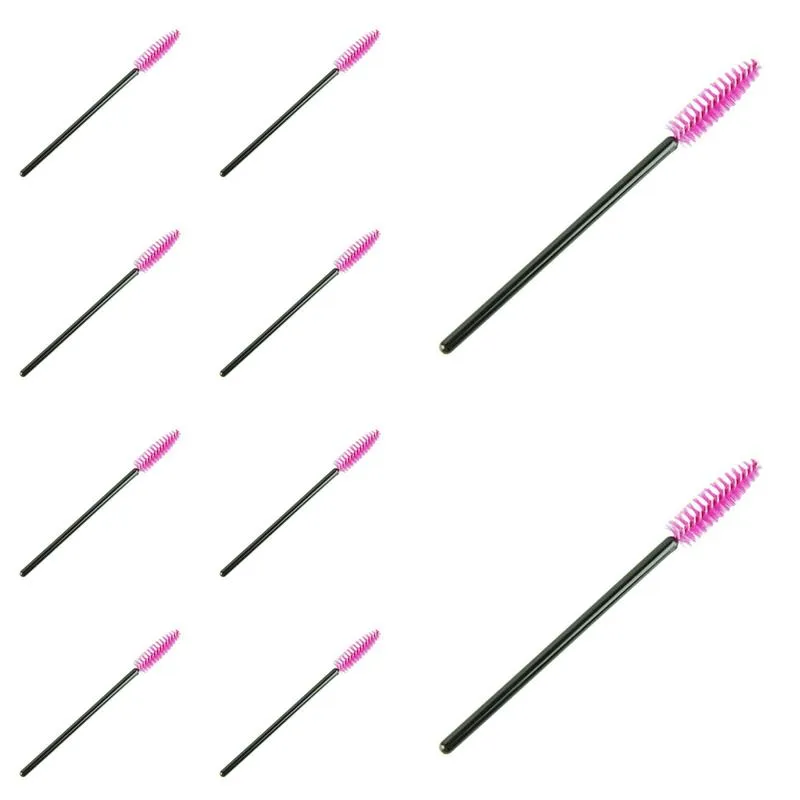 wholesale-attractive 100pcs/lot make up brush pink synthetic fiber one-off disposable eyelash brush mascara applicator wand brush je24