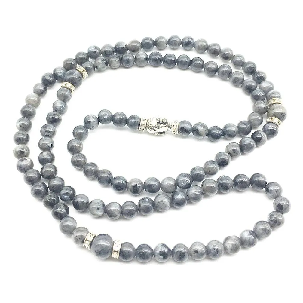 SN1381 Hot Sale Women`s Yoga Bracelet 108 Mala Balance 6 mm Natural Gray Larvikite Jewelry High Quality Jewelry Wholesale
