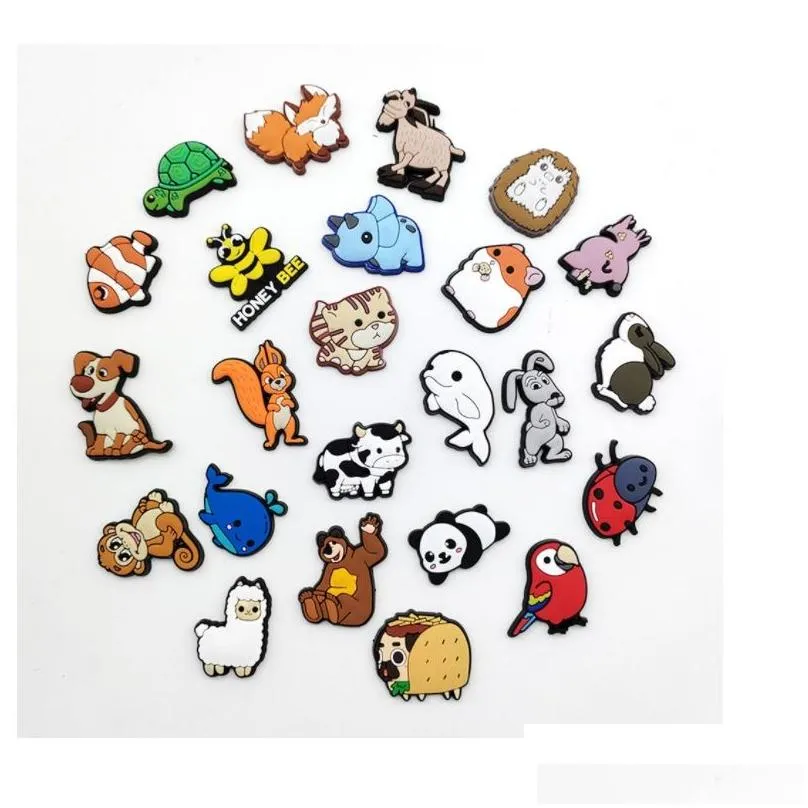 pvc shoe parts accessories decoration buckle charm clog pins buttons croc charms cartoon dog cat pets rabbit panda party decor