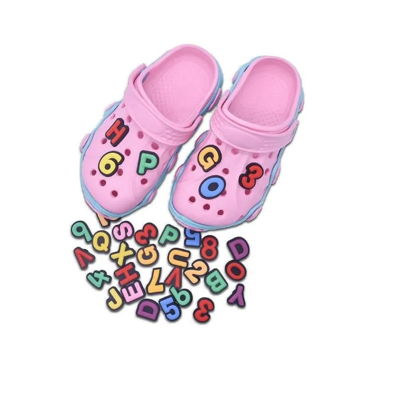 kids boys girls letters flower pvc charms hole garden shoes accessories fit bands bracelets croc jibz children gifts decoration wristband buckle