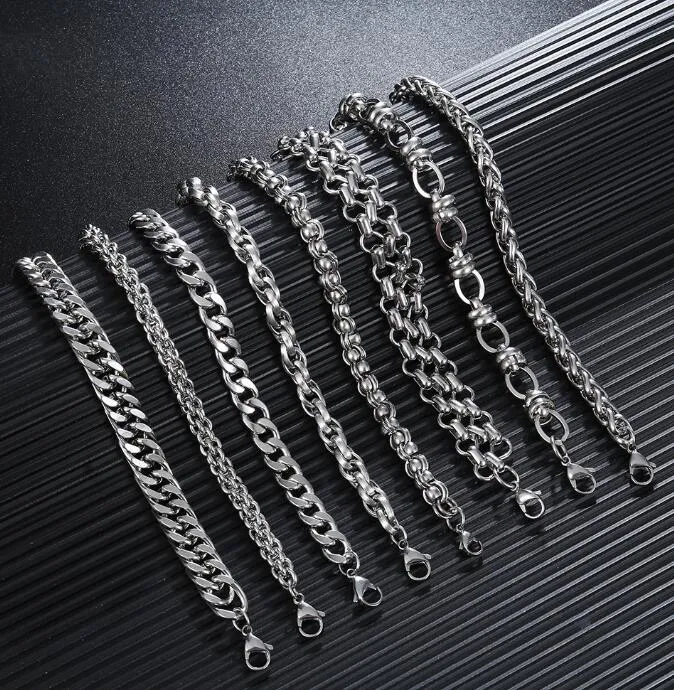 new creative chain bracelet jewelry flat chain silver necklace for men women perfect wedding birthday festival gift tide mens stainless steel metal chain